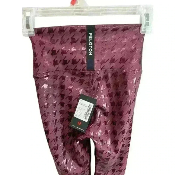 NWT Peloton Women's XS Show Up Houndstooth Leggings Purple Metallic High Rise - Picture 6 of 8